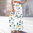 thumbnail image 5 of WTOBBY Women's Flowy Floral Wide Leg Pants with Adjustable High Waist Drawstring, Functional Pockets and Relaxed Casual Fit for Farmers Markets and Summer Festivities,Dark Green L, 5 of 6