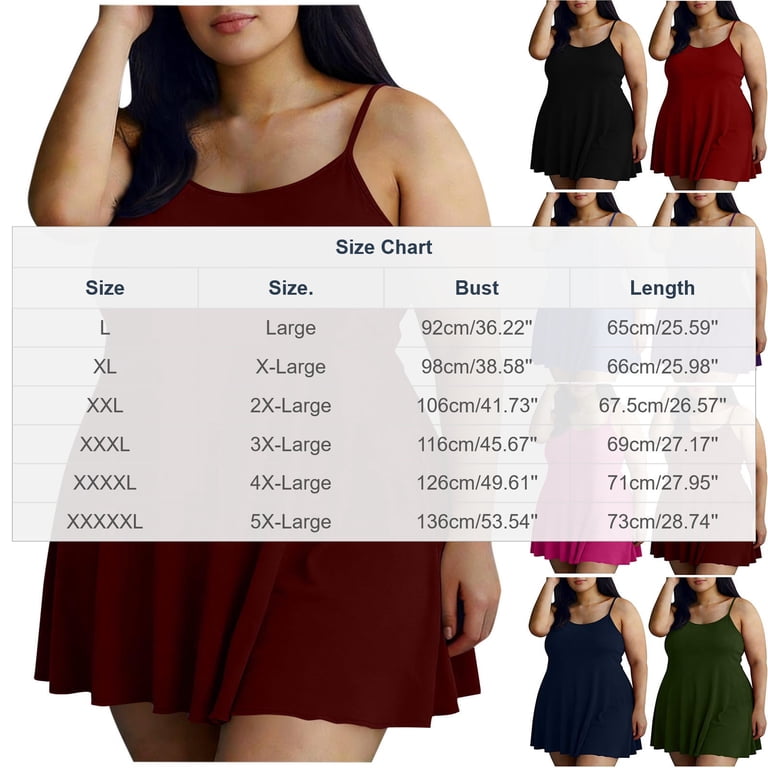 Ailaofu Women's Plus Size Spaghetti Strap Sleeveless Flared Hem A Line Cami Dress, Size: 1XL