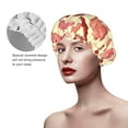 thumbnail image 5 of Chicken Wings Turkey Salami Print Double Layers Shower Cap, Reusable Waterproof Shower Cap for Women, Bath Hat for Long Hair, 5 of 5
