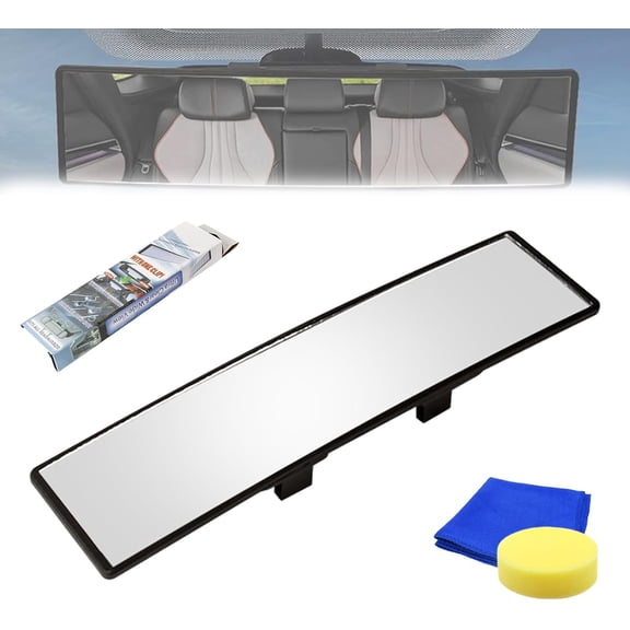 Wideview Anti-Glare Panoramic Rearview Mirror, Universal 11.81 Inch Convex Wide Angle Mirror Extender, Clip-On Interior Rear View Mirror for Car SUV Truck (1pcs)