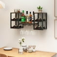 thumbnail image 4 of Costway 3-Tier Wall Mounted Wine Rack with Glass Holder Open Shelf Wine Storage Rack Brown, 4 of 10