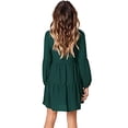 thumbnail image 4 of Fridja Robe Ample Décontractée pour Femmes, Couleur Unie, Col en V, Manches Longues, 4 of 7