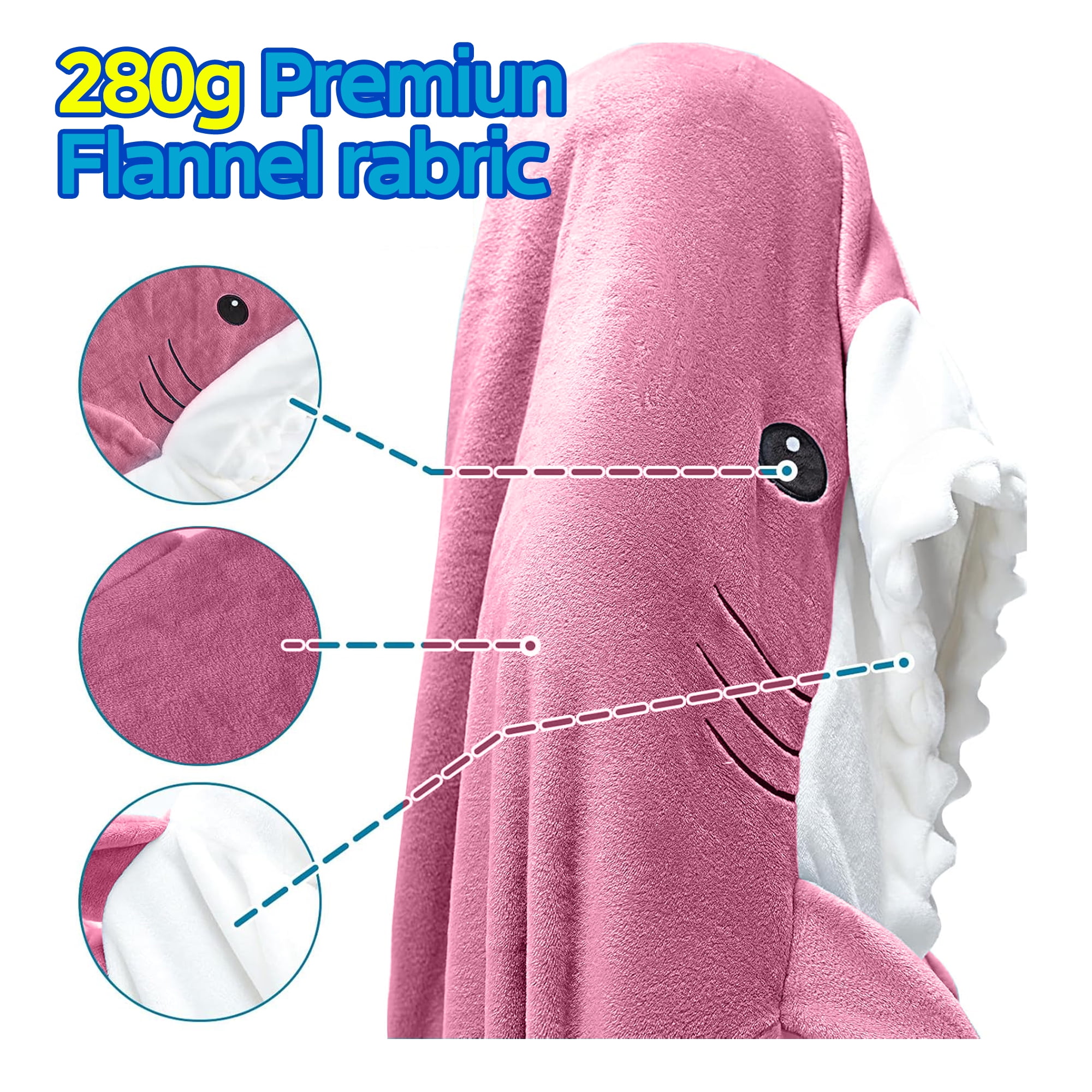 Shark Blanket Adult Boys Girls, Shark Onesie Hoodie Wearable hark Sleeping Bag, Soft Cozy Onesie Costume Gift