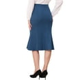 thumbnail image 3 of INSPIRE CHIC Ruffle Hem Pencil Skirt for Women's Fishtail High Waist Business Elegant Casual Midi Skirts XS Blue, 3 of 6