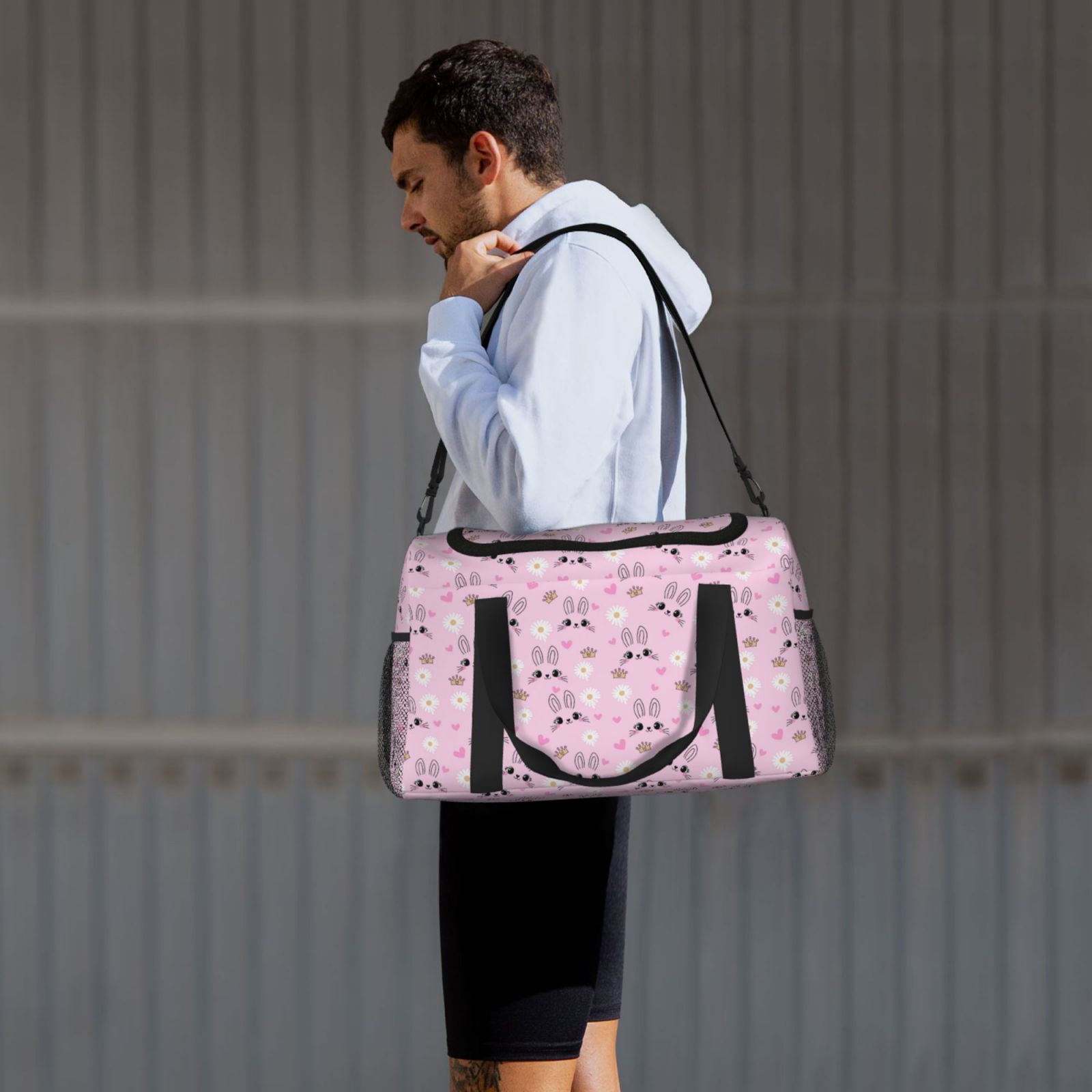 Fuzoiu Rabbit Face Print Travel Duffle Bag,Carry On Tote Bags,Duffel Bag,Sport Gym Bag, Hospital Bag for Labor and Delivery, Overnight Bag,Luggage Bag