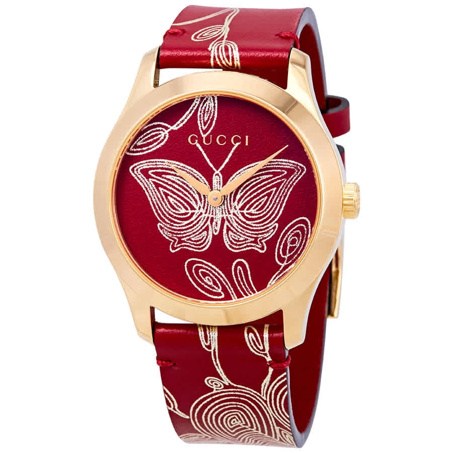 Gucci G-Timeless Red Dial Red Leather 