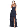 thumbnail image 1 of Vestido de dama de honor Dessiny azul marino Aline Tiered Chiffon, 1 of 7