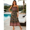 thumbnail image 3 of DARING DIVA Women's Boho Floral Spaghetti Strap A Line Maxi Dresses L Navy Blue, 3 of 6