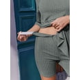 thumbnail image 3 of Weardear Maternity Sets 2 Piece Outfits Ribbed Knit Short Sleeve Split Side Shirts and Biker Shorts Summer Casual Pregnancy Loungewear, 3 of 6