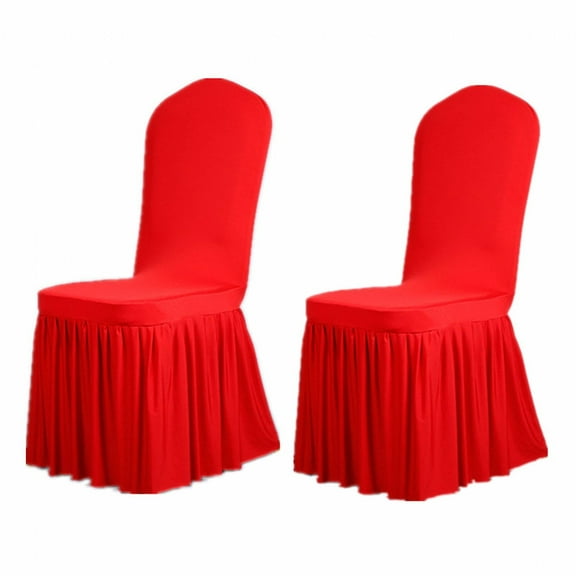AUQ 2Pcs Chair Seat Covers,Stain-Resistant Chair Covers for Dining,Polyester Fiber Dining Chair Slipcovers,Red