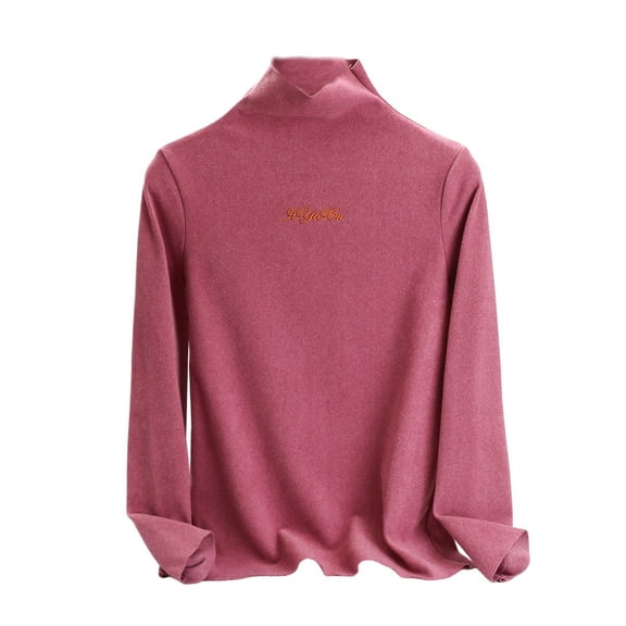 Jgppe Womens Warm Tops Cute High Neck Soft Stretchy Solid Color Long Sleeve Thermal Underwear Top