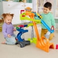thumbnail image 4 of Little People Hot Wheels Spiral Stunt Speedway Toddler Race Track Playset, 2 Toy Cars, Multicolor, 4 of 6
