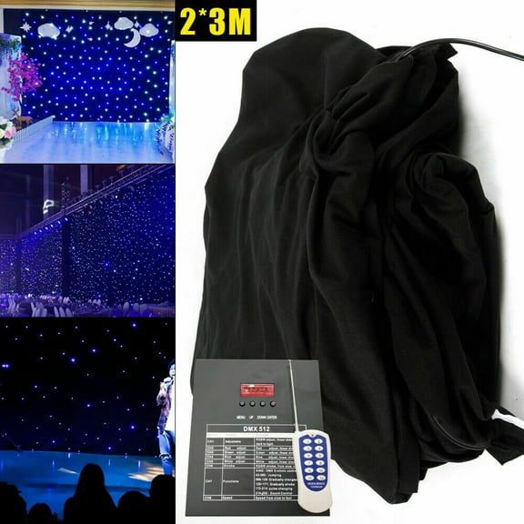 10×6.5ft LED Stage Backdrop Wedding Party Star Light Velvet Curtain Background