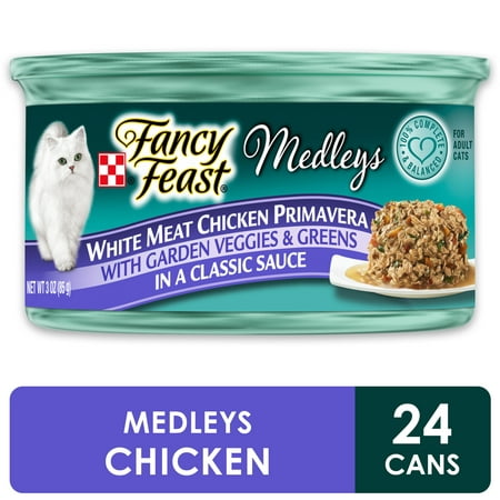 Fancy Feast Gravy Wet Cat Food, Medleys White Meat Chicken Primavera - (24) 3 oz.