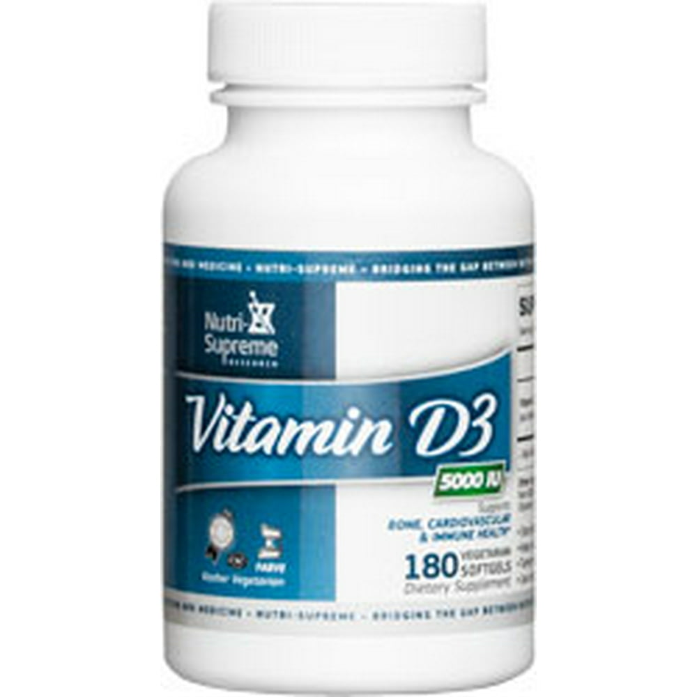 NutriSupreme Research Kosher Vitamin D3 5000 IU 180 Vegetarian Softgels