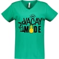 thumbnail image 3 of Inktastic Vacay Mode with Palm Trees Sun and Pineapple Women's V-Neck T-Shirt, 3 of 5