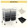 thumbnail image 3 of 12 Drawer Rolling Storage Cart, Utility Cart w/Wheels for Paper Tool Makeup, Art Supplies Organizers for Home Teacher Office School Classroom, Mobile Drawer Carts (Gradient Black), 3 of 8