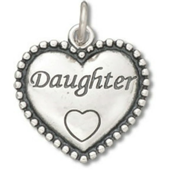 Sterling Silver 16" .8mm Box Chain Daughter Beaded Heart Shaped Pendant Necklace