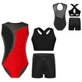 thumbnail image 5 of Alvivi Girls Gymnastics Leotard Set 3-Piece Unitards Biketards Outfit for Dance Tumbling Activewear Red 12, 5 of 6