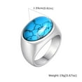 thumbnail image 2 of PAMTIER Men's Stainless Steel Unique Classic Oval Cut Geometric Ellipse Smooth Synthetic Turquoise Gemstone Biker Ring Statement Band Size 8, 2 of 5
