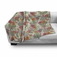 thumbnail image 3 of Watercolor Soft Flannel Fleece Blanket, Diamond Shaped Rectangles Patterned Background with Hand Drawn Plant Arrangement, Cozy Plush for Indoor and Outdoor Use, 50" x 70", Multicolor, by Ambesonne, 3 of 6