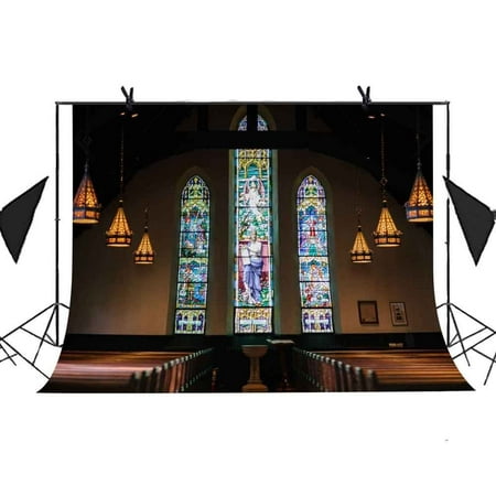Image of MOHome 7x5ft Church Photography Backdrop Ornate Church Interior Picture Wedding Photography Studio Props Kiosk For Business Use Background