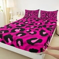 thumbnail image 3 of Manfei Leopard Print Twin Sheet Sets,Zebra Pattern Twin Fitted Sheet,Pink Black Flat Sheet For Teens,Super Cozy Room Decor,3 Pieces, 3 of 7