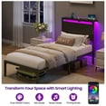thumbnail image 3 of Greenstell Twin Size Bed Frame with LED Lights, USB Outlets & Under-Bed Storage, Modern Headboard for Bedroom，Black, 3 of 8
