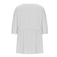 thumbnail image 6 of Mittory Women's Summer Cotton Linen Shirts Flowy V Neck 3/4 Sleeve Lace Tirm Loose Fit Casual Peplum Tops Blouses, 6 of 6