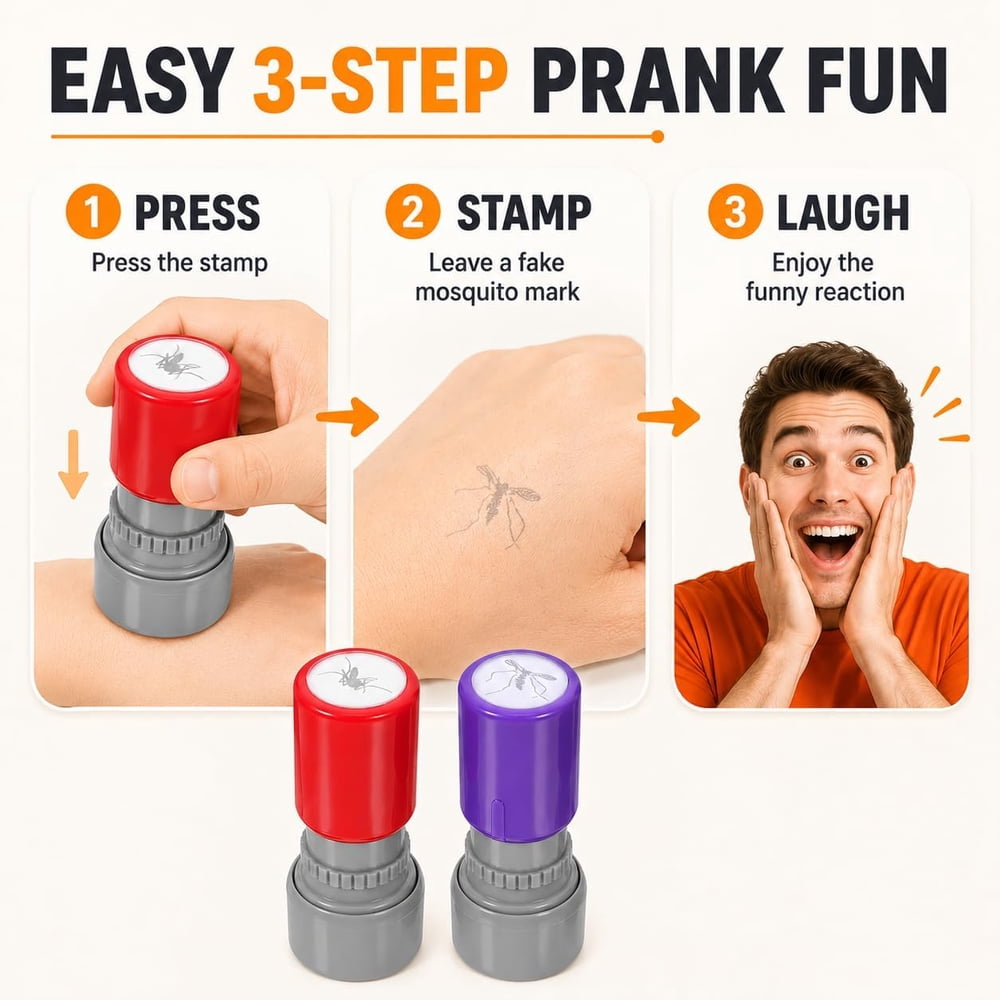 Easy three-step prank stamp instructions
