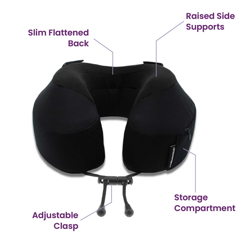 Cabeau Evolution S3 Memory Foam Travel Neck Pillow with Seat Strap, One  Size, Black 