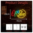 thumbnail image 4 of "24 Hours Open" Neon Light Business Restaurant Store Shop Bar Wall Door Window Hanging Sign Dimmable 45x28cm, 4 of 6