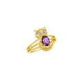 thumbnail image 4 of RYLOS Rings for Women 14K Yellow Gold CAT Ring Oval 7X5MM Gemstone &  Sparkling Diamonds February Amethyst Jewelry Size 5, 4 of 8