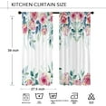 thumbnail image 6 of Pink Floral Kitchen Curtains Rod Pocket Abstract Flower Peony Spring Watercolor Green Leaves Small Short Cafe Tier Curtains Blossoming Window Treatment Drapes Decor(27.5W X 39L Inch 2 Panels), 6 of 6