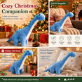 thumbnail image 4 of Dinosaur Plush Toy - Long-Necked Dinosaur Design, Soft Plush Material, Christmas Gift, Cuddly & Decorative, Suitable for Playtime & Bedtime, Perfect for Dinosaur Lovers, Blue, 13.8*7.9in, 4 of 10