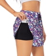 thumbnail image 2 of Bixox Women's blue flower Skull colorful pattern 2 in 1 Running Shorts - Lightweight Athletic Workout Gym Yoga Shorts Liner with Pockets - Small, 2 of 5