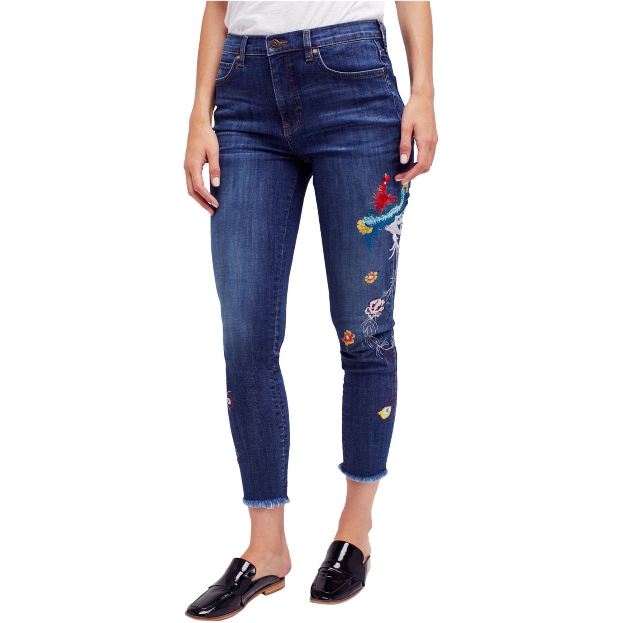 Free People Womens Embroidered Skinny 