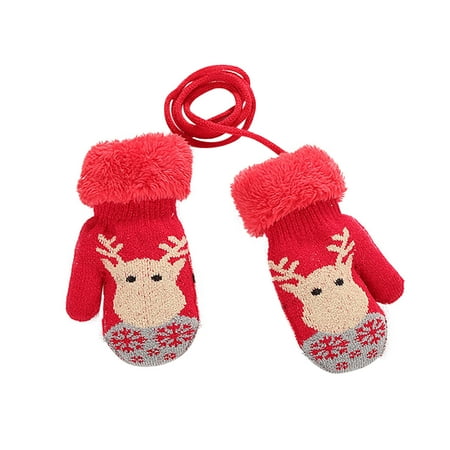 

Dadaria Little Girls Gloves Warm 1-4Years Toddler Baby Boys Girls Christmas Winter Knitted Gloves Children Knitted Gloves Children Solid Color Thickened Warm Gloves Red Girls