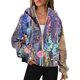 thumbnail image 1 of Women's Colorful Floral Print Zipper Hoodie Long Sleeve Casual Lightweight Jacket with Pockets, 1 of 5