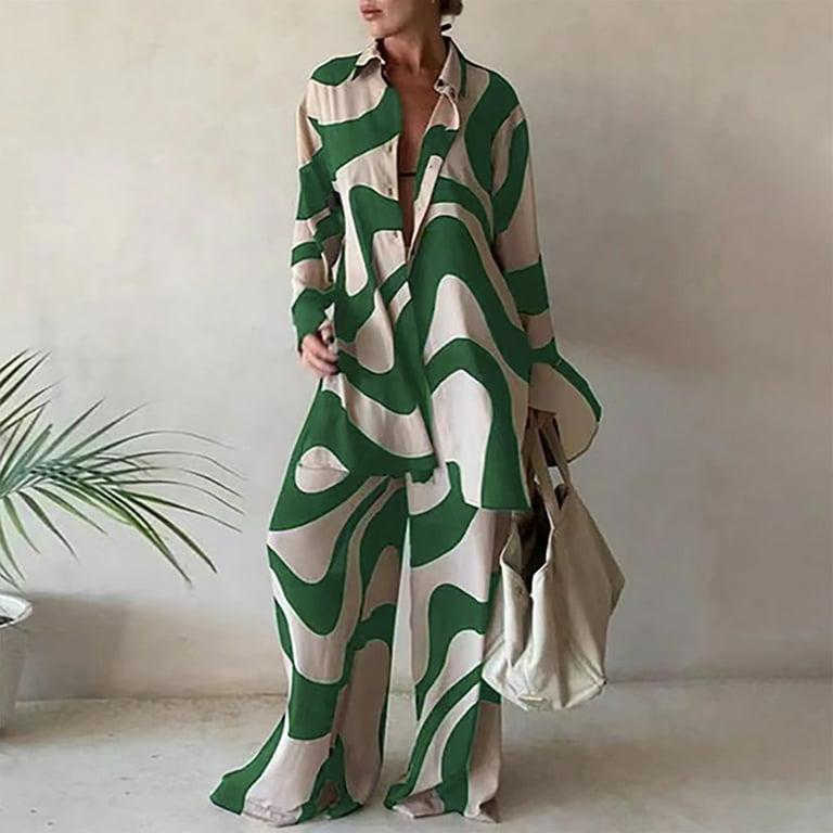【NONCODE】Meaty Two-Way Shirt + String Pants Set Mrat Long Sleeve Turndown Collar Set Two Piece Outfits For