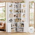 thumbnail image 7 of Hiphuta 74" Tall 6 Tier Corner Bookcase with 4 Doors, 31" Wide Farmhouse Large Corner Bookcase with Curved Edges, L Shaped Bookshelf for Office Living Room, White, 7 of 7