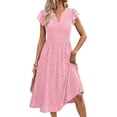 thumbnail image 3 of Fantaslook Summer Dresses for Women Ruffle Sleeve V Neck Midi Dresses Fashion Casual Flowy Vacation Sundress, 3 of 9