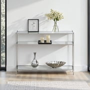 Convenience Concepts Royal Crest Console Table in Clear Glass With Chrome Frame