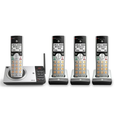 AT&T CL82407 DECT 6.0 Expandable Answering System with Smart Call Blocker, Silver/Black with 4 Handsets