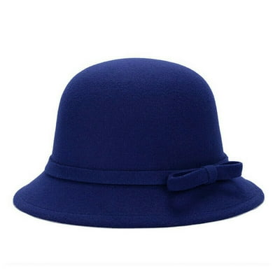 Dark Blue Wool Felt Cloche Hat with Bow Vintage Kuwait Ubuy