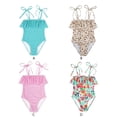thumbnail image 5 of GYRATEDREAM Girls One Piece Swimsuits Summer Quick Dry Beach Bathing Suit Adjustable Spaghetti Straps Swimwear Ruffle Kids Baby Floral Swimwear 7 Years-11 Years, 5 of 5