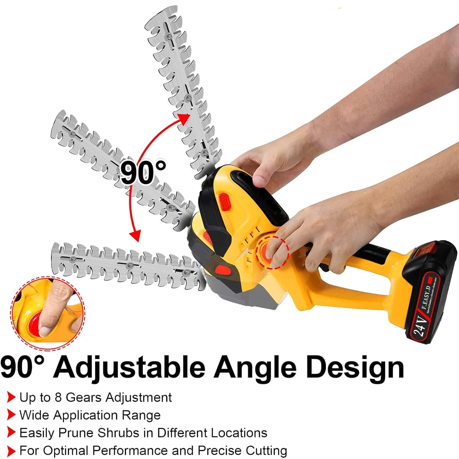 Cordless Hedge Trimmer, 2 in 1 Handheld Electric Grass Trimmer, 2x24V Li-Ion Batteries and Charger for Shrubs Garden Lawn and Trimming