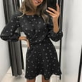 thumbnail image 3 of Pompotops Femmes Casual Manches Longues à Manches Longues Imprimé Col Rond Pull Tirer Robe de Soirée, 3 of 5