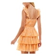 thumbnail image 2 of CITY STUDIO Womens Orange Ruffled Tiered Skirt Lined Floral Sleeveless Sweetheart Neckline Short Fit + Flare Dress Juniors L, 2 of 2