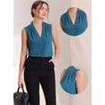 thumbnail image 2 of Blusa sin mangas con cuello en V de oficina para mujer Azul XS, 2 of 6